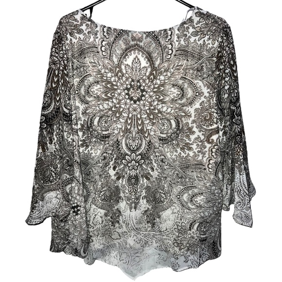 WESTPORT | NWT FLOWY SHORT SLEEVE RHINESTONE TOP - Picture 6 of 10